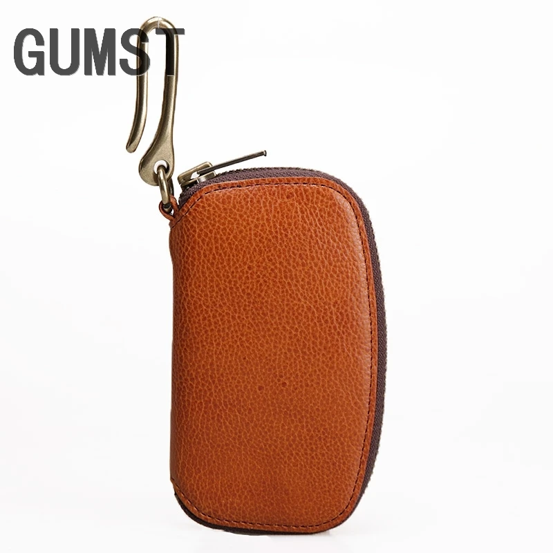 Leather Key Holder Car Key Wallets Men Key Organizer Zipper Key Case Bag Purse