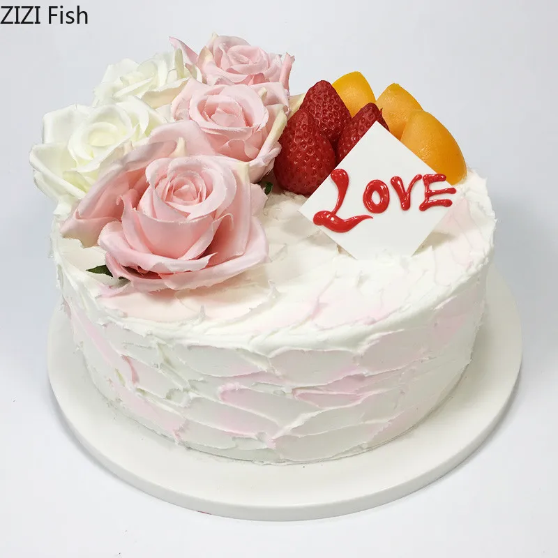 

Cake model rose cream simulation Birthday Cake model tool Plastic model Window Show Shooting props Wedding decoration
