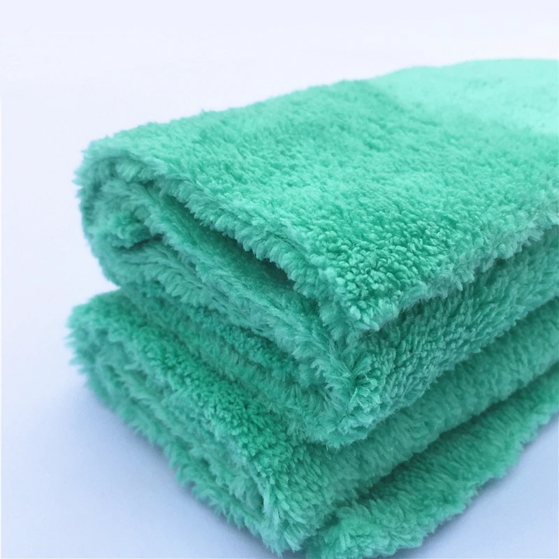 10 PCS 16"X16" 380GSM Blue&Green Microfiber Edgeless Towel No Scratch Plush Cloth Car Detailing and Dusting microfiber cleaning cloths car cleaning tool