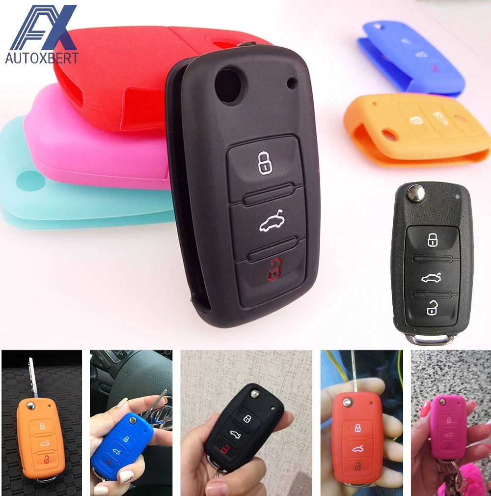 

AX 3 BUTTON SILICONE KEY CASE REMOTE FOB COVER FOR VW/SEAT/SKODA POLO PASSAT B5 GOLF 4 5 6 JETTA CC GTI TIGUAN BORA EOS BEETLE