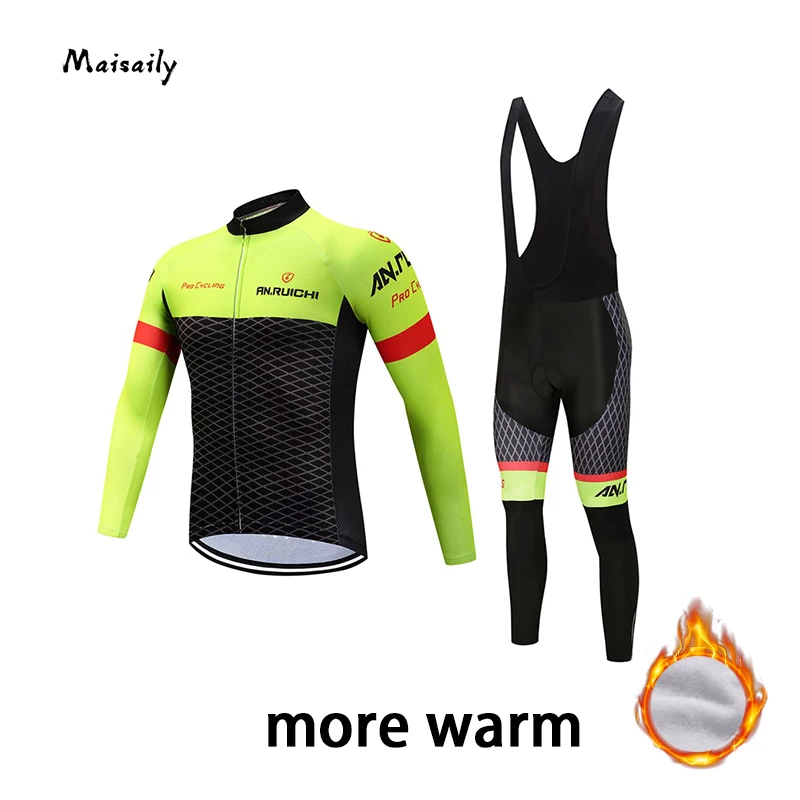 

2018 Long Sleeve Ropa Ciclismo Cycling Jersey Sets 9D Gel/winter Thermal Fleece Clothing/Bike Clothes Man Full Zipper Clothes