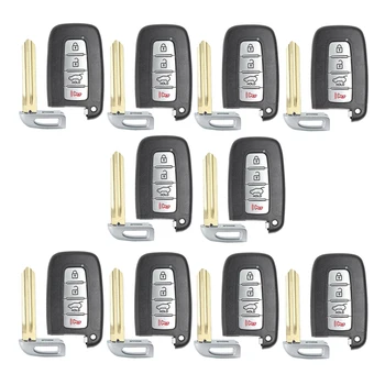 

KEYECU 10 Pcs/lot Replacement Smart Remote Car Key Shell Case Fob 4 Button for Hyundai Kia SY5HMFNA04 B106 Blade