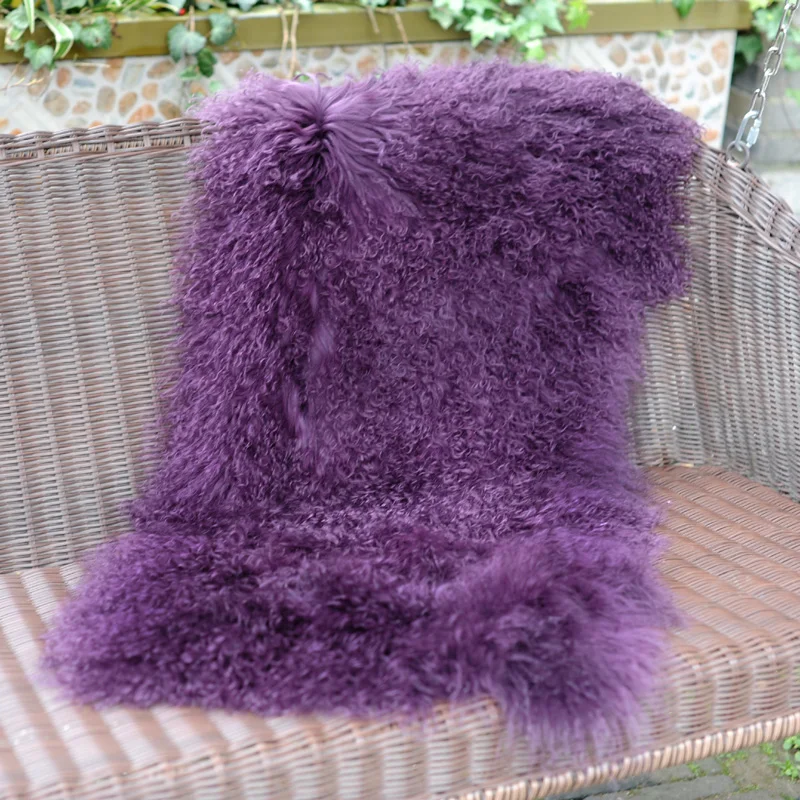 

CX-D-24K Small Size Carpets Mongolian Lamb Fur Throw Blankets Warm Soft Covers