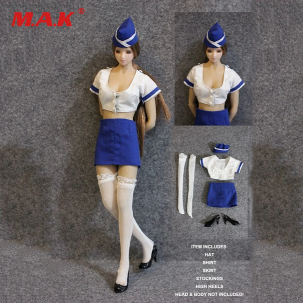 

1/6 scale Female Flight Attendant Uniform Set Toy Clothing for 12" PH Jiaoudol Action Figures