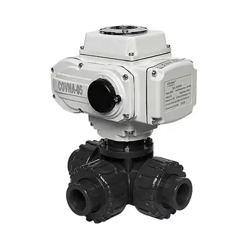 

PVC 1-1/2 inch Motorized 3 Ways Ball Valve Modulating Type Double Union DN40 Plastic Electric Ball Valve PTFE Seat