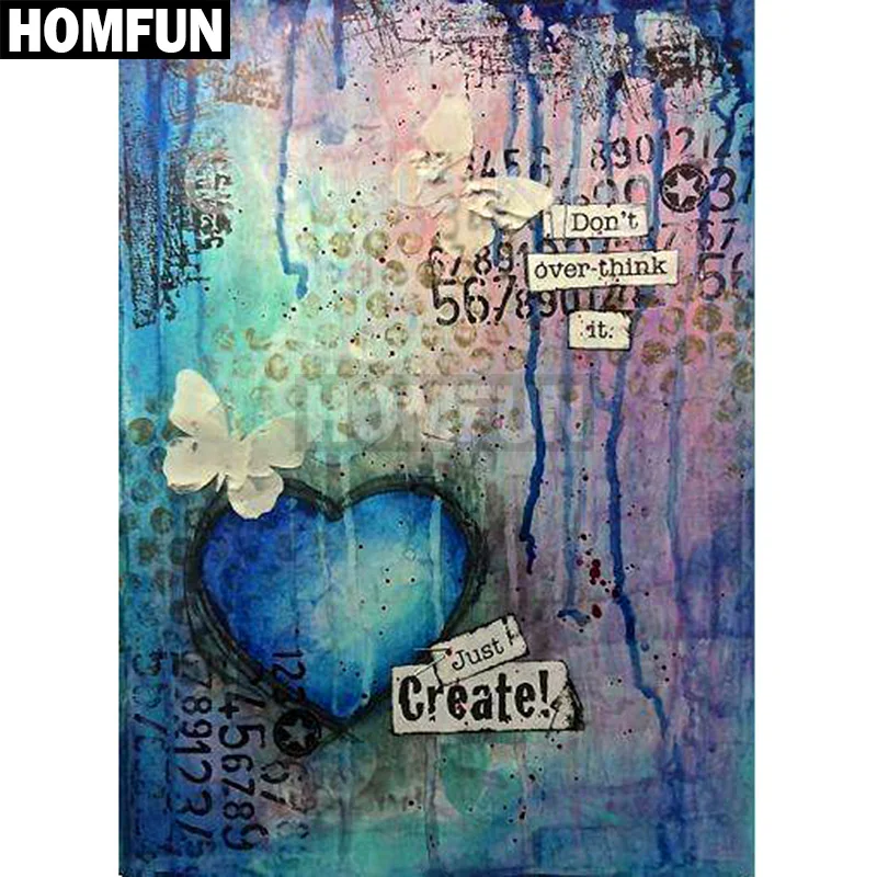 

HOMFUN Full Square/Round Drill 5D DIY Diamond Painting "Love & Butterfly" 3D Embroidery Cross Stitch 5D Home Decor A00023