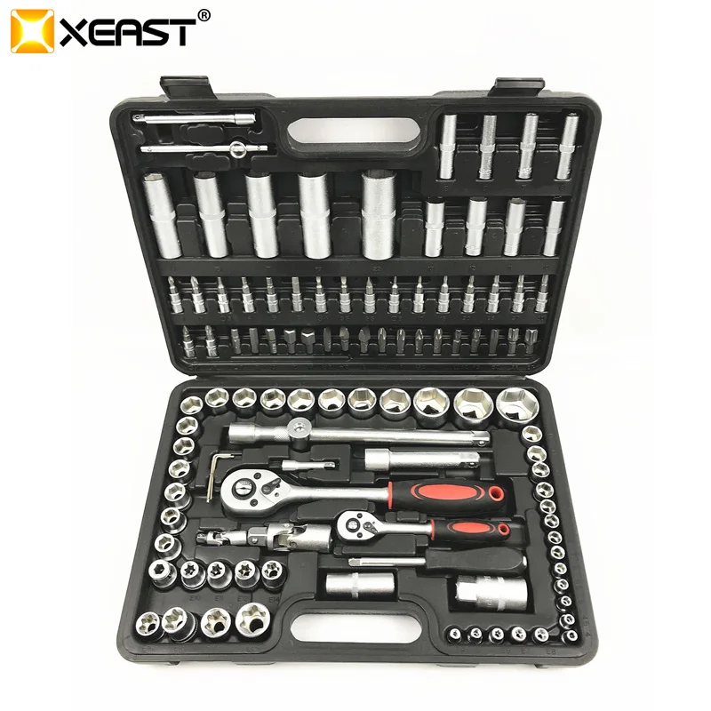 

XEAST 108PC Socket Ratchet Car Repair Tool Case Precision Sleeve Universal Joint Hardware Kit Auto Repairing Hand Wrench Tool