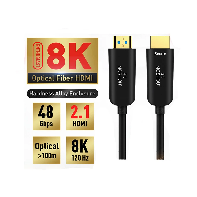 

Optical Fiber HDMI 2.1 Cable Ultra-HD (UHD) 8K Cable 120GHz 48Gbs with Audio & Ethernet HDMI Cord HDR 4:4:4 Lossless Cable