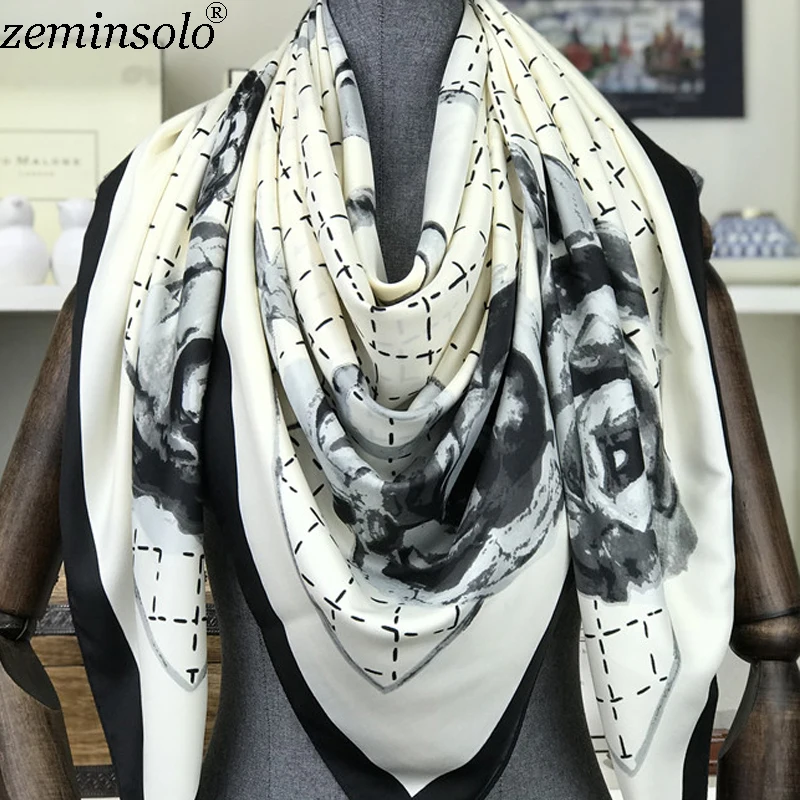 100% Silk Scarf Hijab Foulard Head Scarves Hair Bandana Large Square 130*130cm Silk Twill Scarfs Shawl Wraps Stoles Hand Roll 90cm bandana handmade crimping silk scarf women twill satin square scarf hijab scarf shawl handkerchiefs for hair women