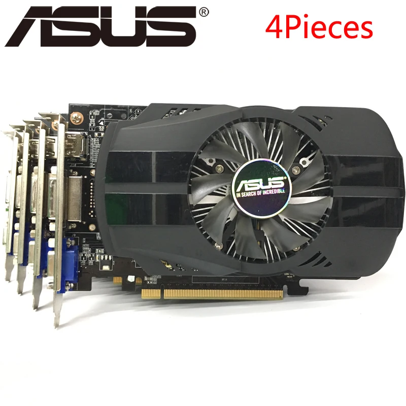 Оригинальная Видеокарта ASUS, 4 штуки, Видеокарта GTX 750 Ti, видеокарты для nVIDIA Geforce GTX 750Ti, 2 Гб, 128 бит, GDDR5, используются карты VGA, Hdmi, Dvi