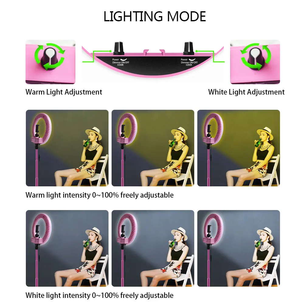 14 дюймов 55 Вт приглушаемая Фотографическая лампа двухцветная 3200-5600K 240 шт светодиодный макияж кольцо лампа для камеры фото студия телефон Макияж