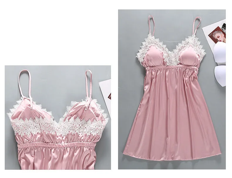 Queenral 2PCS Robe Gown Sets Women's Sleepwear Women Sexy Lace Bathrobe + Mini Night Dress Bathrobe Nightie Set Summer Lingerie 1