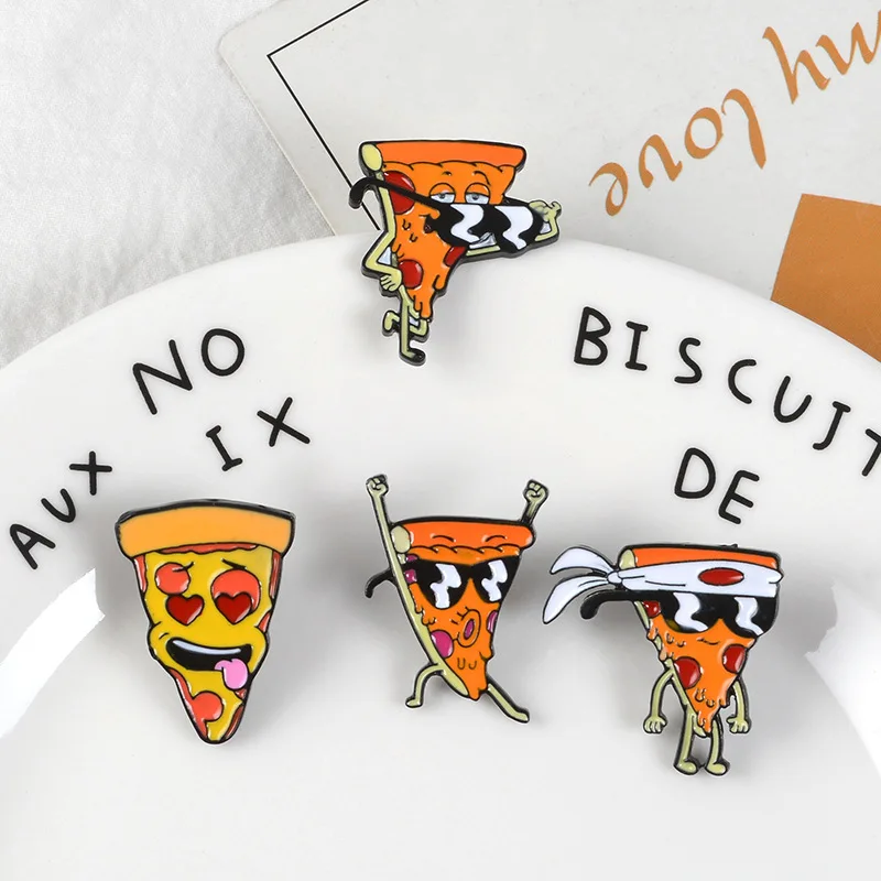 

Personality cute trend creative funny pizza badge brooch love eyes superman wearing a variety of action delicious funny brooch