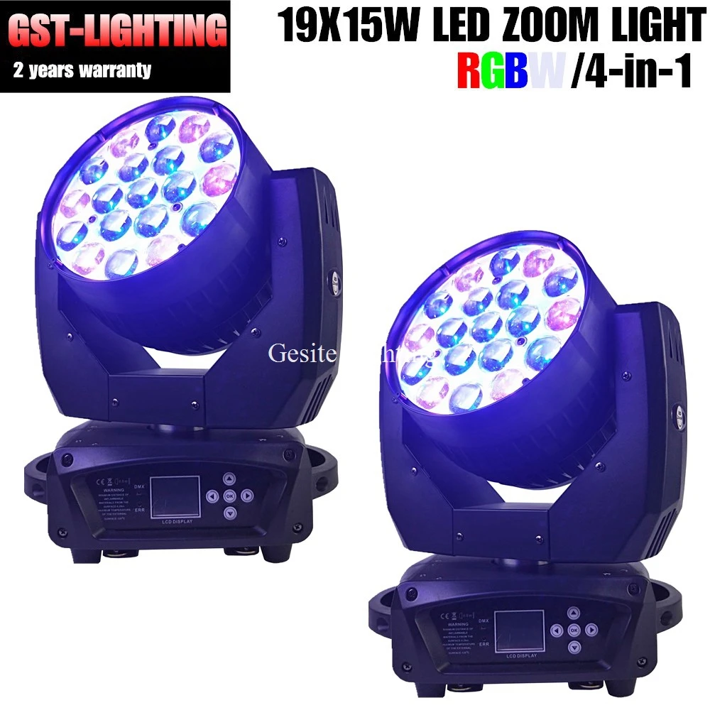 2 шт. Новинка 19x12 Вт LED RGBW 4в1 OS RAM DMX512 Zoom Moving Head Light 16 каналов|Эффект освещения сцены| |