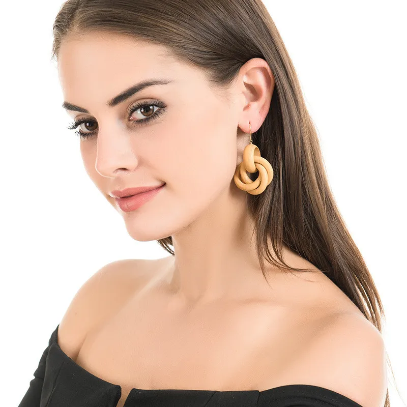Fashion Handmade  Wooden Round Earrings for Women Jewelry Female Party Birthday Gifts Wedding Party Decoration ET33 (11)