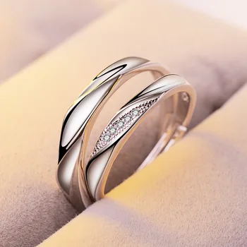

S925 jewelry lovers opening ring wedding ring zircon fashion simple live female ring wholesale