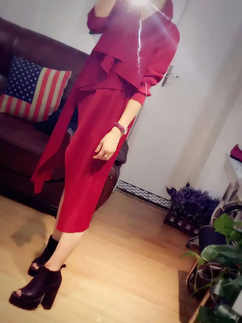 Miyake fold, воротник-стойка, однотонный, длинный рукав, отложной воротник, Длинная ветровка