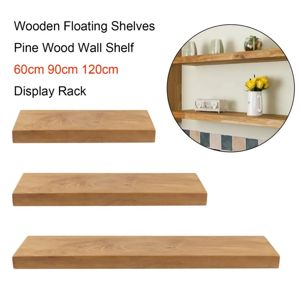 

Newest Wooden Floating Shelves Multifunctional Pine Wood Wall Shelf 60cm 90cm 120cm Modern Display Rack Home Decor