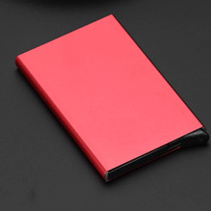 Автоматически извлекать кредитный держатель для карт сплошной цвет металлический банк посылка кредитной карты бизнес-держатель для карт чехол картридж - Цвет: red
