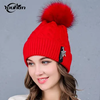 

YOUHAN Beanies Winter Hat For Women Skullies Lovely Warm Hat Thicken Knitted Cap Fashion Winter Hats
