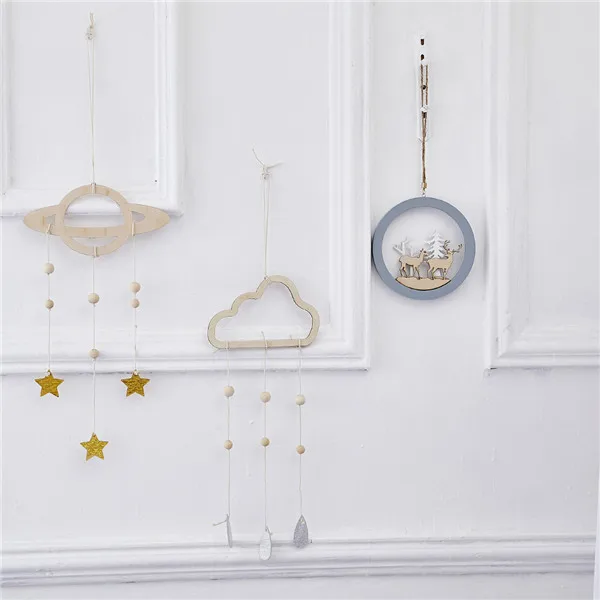 

Christmas Tree Three-dimensional Hollow Deer Pendant Christmas Wooden Round Charm Closet Bedroom Hanging Ornaments