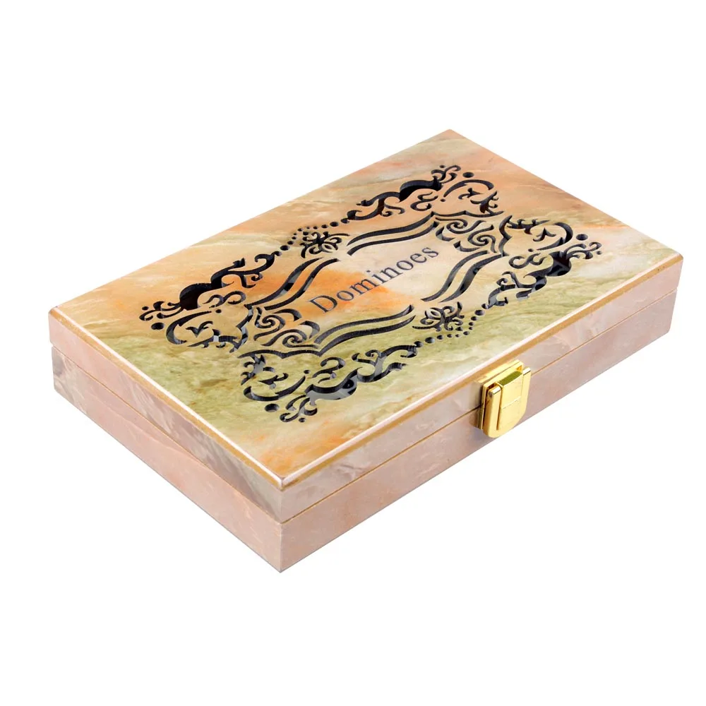 

Fashion Copy Marble Handmade Carving Standard 28pcs Double 6 melamine Dominoes entertainment board games toy