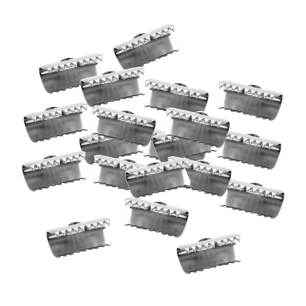 20Pcs Iron Ribbon Ends Bracelet Crimp Clamp End Findings Cord Ends Fasteners Clasp Leather Ends Jewelry Making Findings