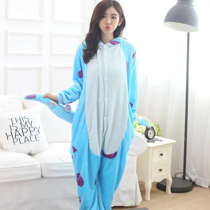 

Adults Animal Kigurumi Blue Monster Pajamas Sets Sleepwear Cosplay Zipper Onesie Hooded Women Men Winter Unisex Cartoon Pajamas