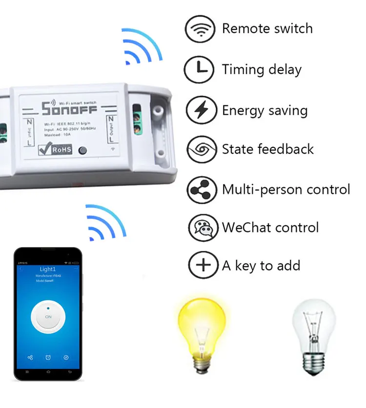 2 шт. Sonoff беспроводной Wifi переключатель универсальный модуль автоматизации умного дома таймер Diy интеллектуальный пульт дистанционного управления через IOS Androidi