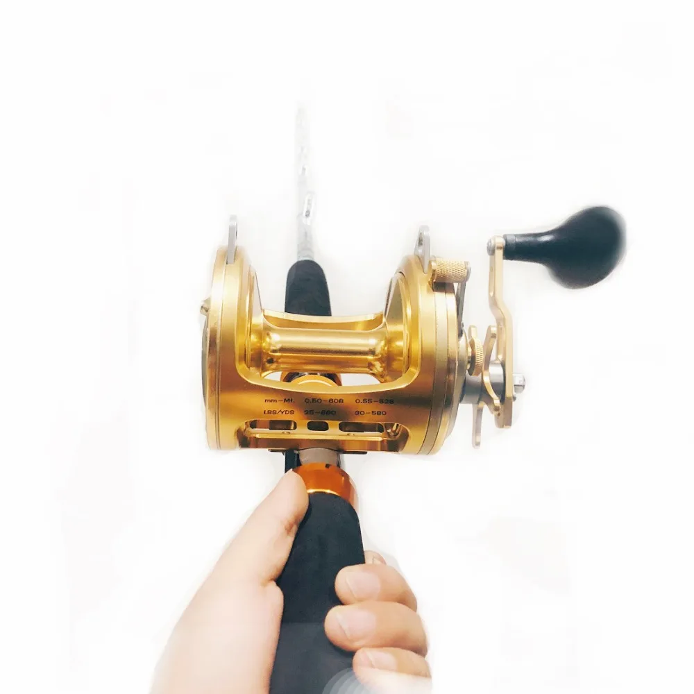 carrete barco ACT351 pesca SINGNOL Trolling Metal rueda fundición oro pez completo carretes hierro modelo mar gama tambor Gran de descuento profundo alta 9 carrete barco ACT351 pesca 9