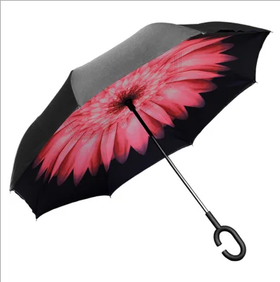 26 цветов двойной слой обратный зонтик открыть/закрыть в узком космосе креативный Графический ветрозащитный автомобильный зонтик - Цвет: 9