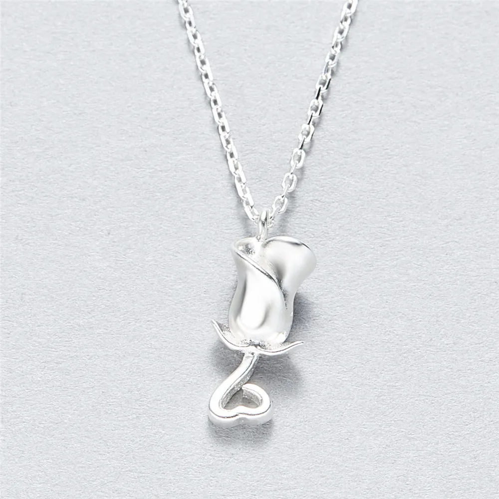 rose women necklace 100% 925 Sterling silver nacklace Jewellery Clavicle chain pendant charms gift