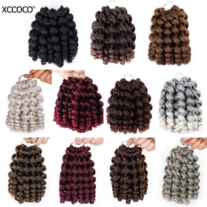 

XCCOCO Jumpy Wand Jamaican Bounce Crochet Braids Wand Curl Faux Locs Hair Extensions Synthetic Jumpy Wand Ombre Braiding Hair