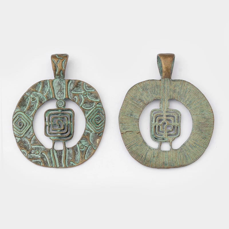2 шт античное серебро/ярь-Медянка, патина, племенной вихревой спиральный стиль подвески для ожерелья ювелирных изделий