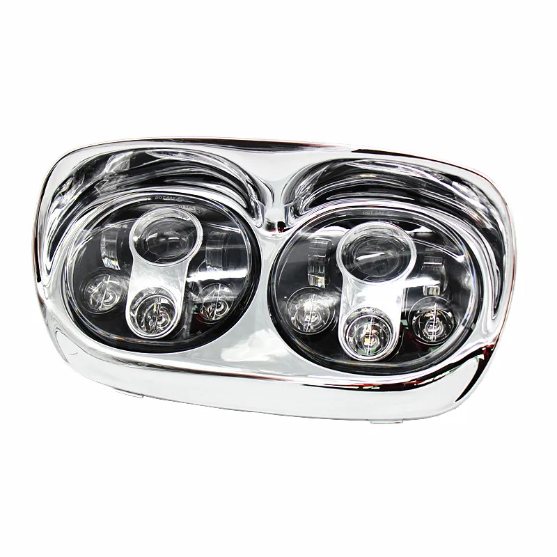 

Chrome moto Dual LED Headlight for Harley Davidson Road Glide 2004 2005 2006 2007 2008 2009 2010 2011 2012 2013 DOT Approved