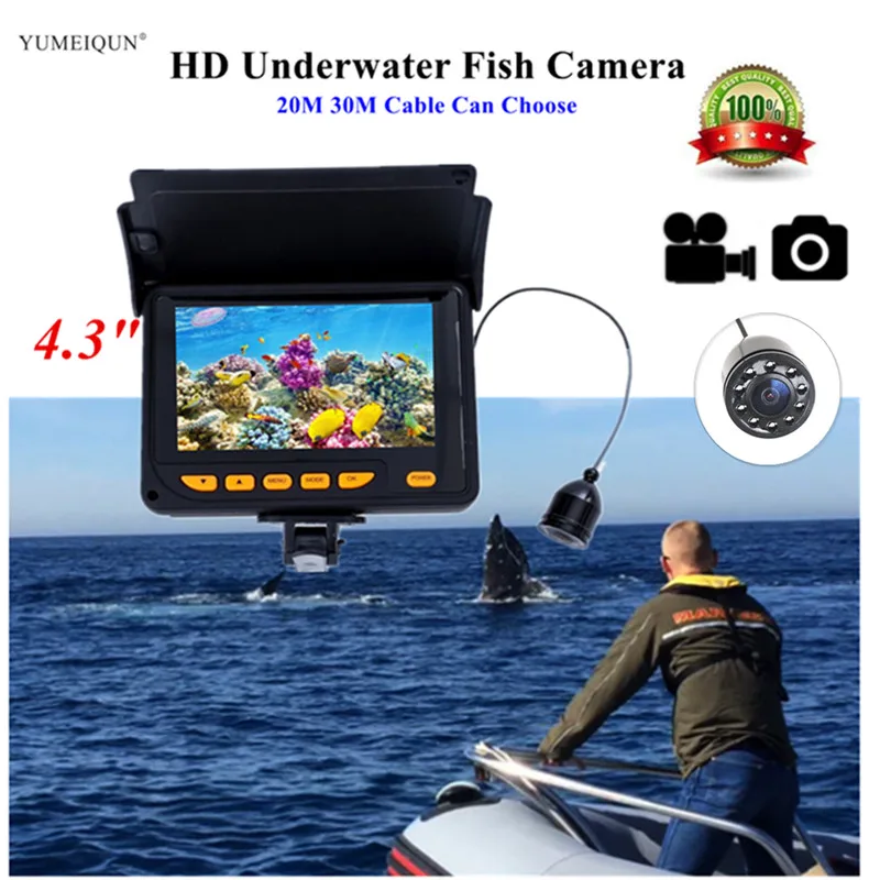 

Fish Camera 4.3" Monitor Fish Finder HD 1000TVL Underwater Fishing Camera Ice Lake for Fishing Video Recording DVR Fishfinder