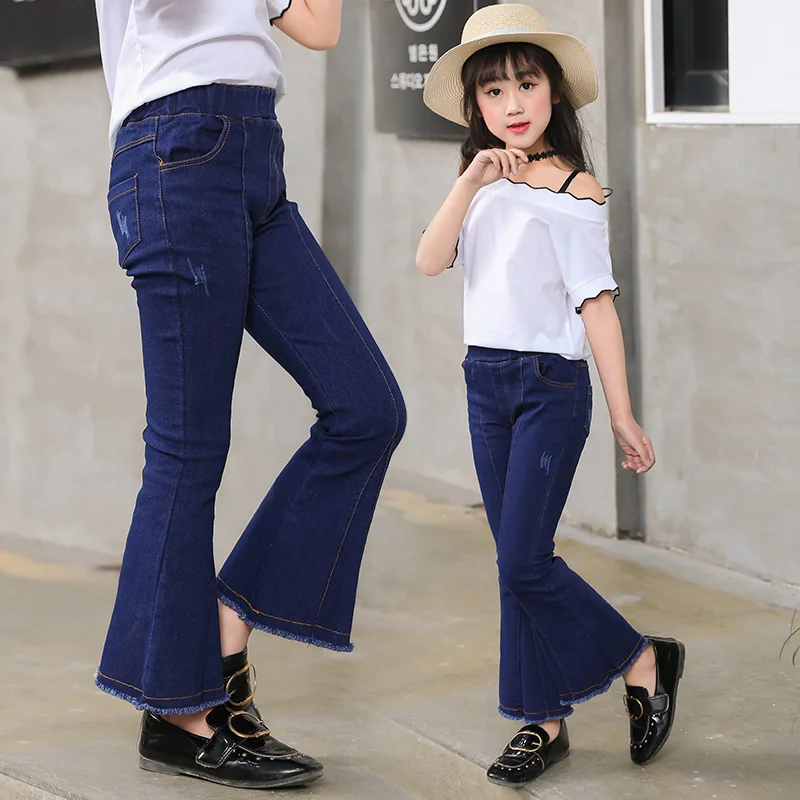 Di modo del Denim Delle Ragazze I Jeans a zampa d'elefante Abbigliamento  Per Bambini Solid Primavera Estate Dei Capretti Dei Pantaloni Jeans Vintage  4 5 7 9 11 13 anni di Età|Jeans| - AliExpress