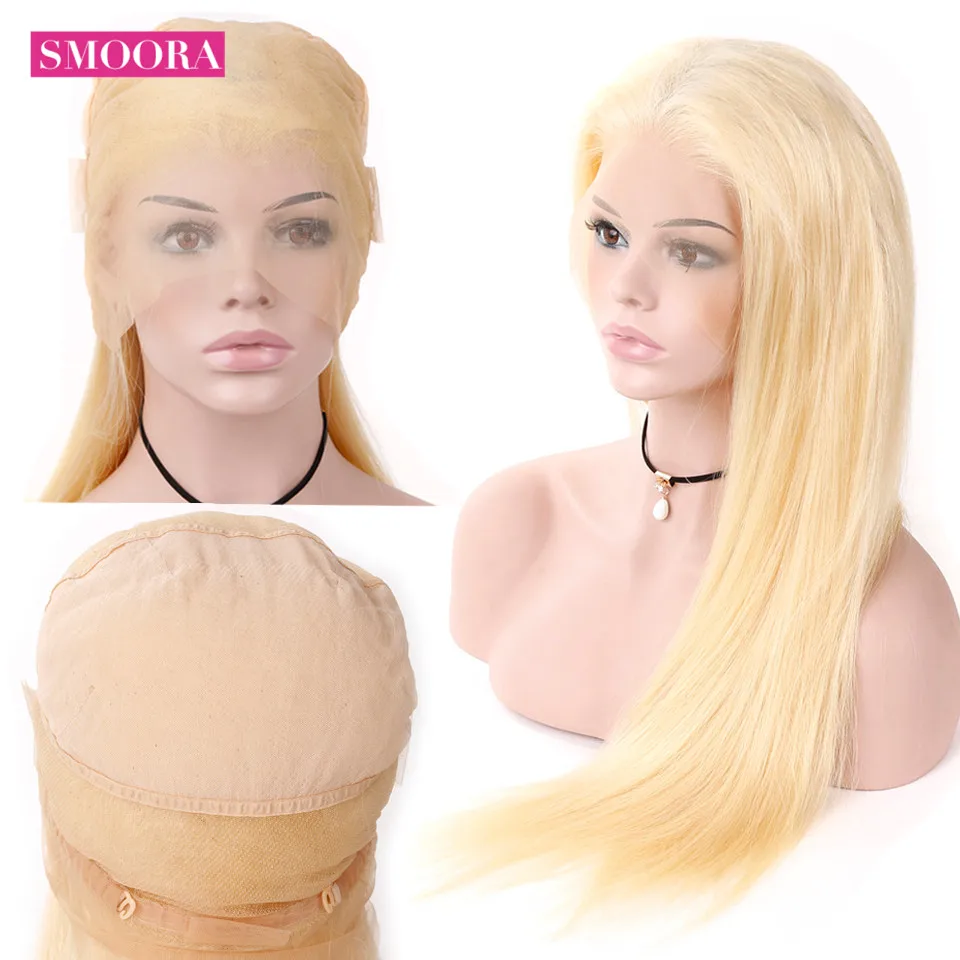 

Smoora 613 Full Lace Wigs Human Hair with Baby Hair Brazilian Straight Non Remy Pre Plucked Blonde Full Lace Wigs For Women 150%