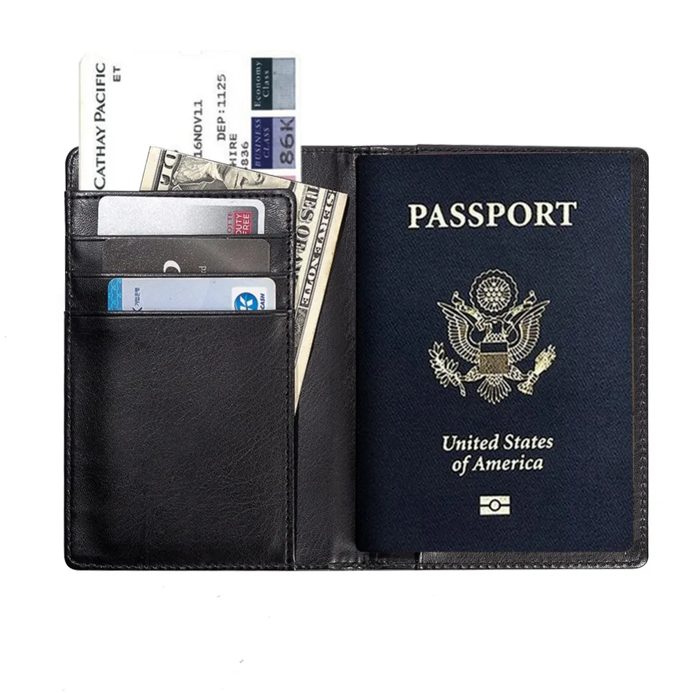 Multifunctional Rfid Blocking Passport Cover Leather Passport Holder