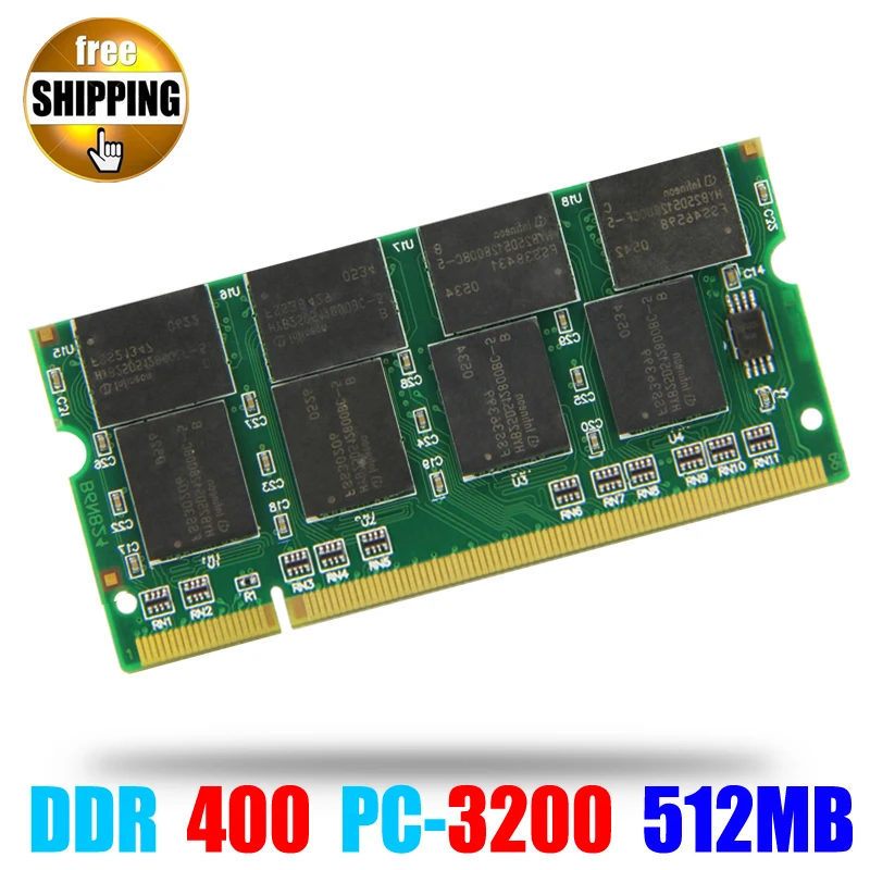 Vente Mémoire d ordinateur portable Ram SO DIMM PC3200 DDR 400 333 MHz 200PIN 512 MB DDR1 DDR400 PC 3200 400 MHz 200 BROCHES Pour Ordinateur Portable Sodimm Memoria