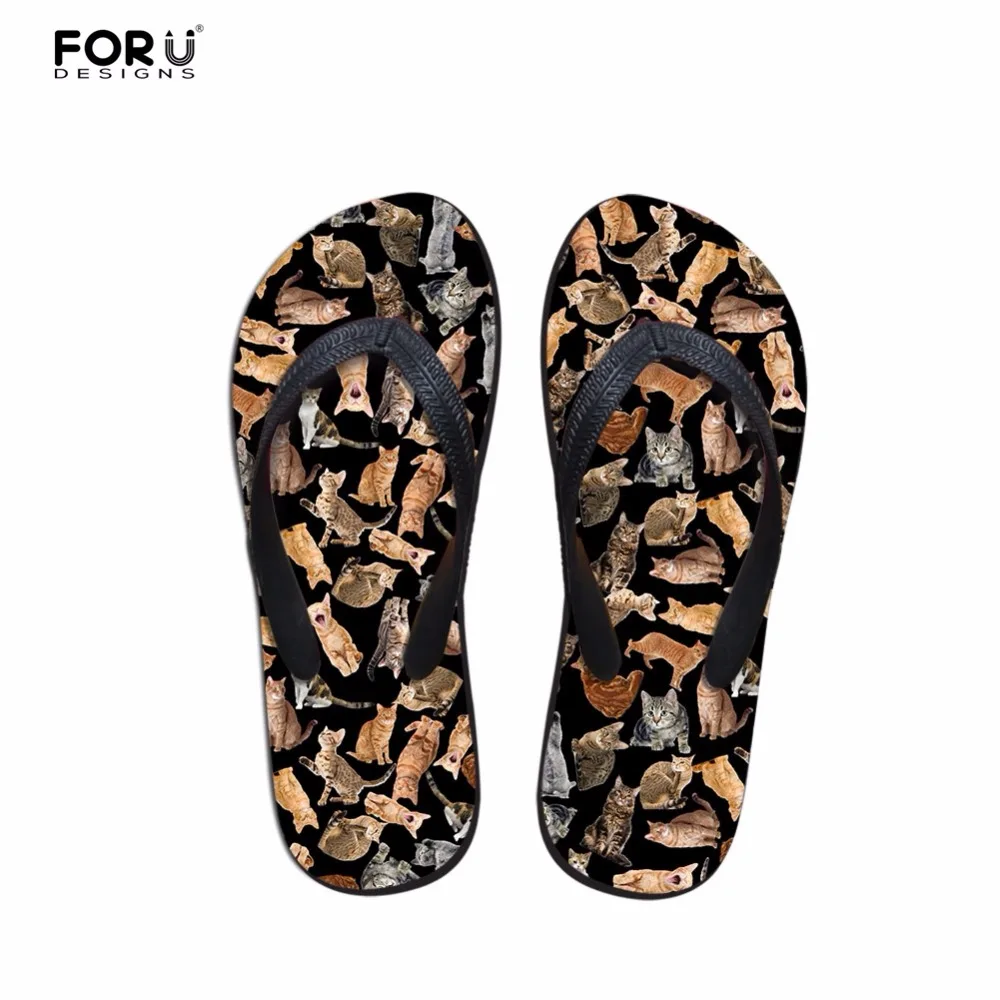 FORUDESIGNS милое животное кошка модные женские шлепанцы летние Нескользящие