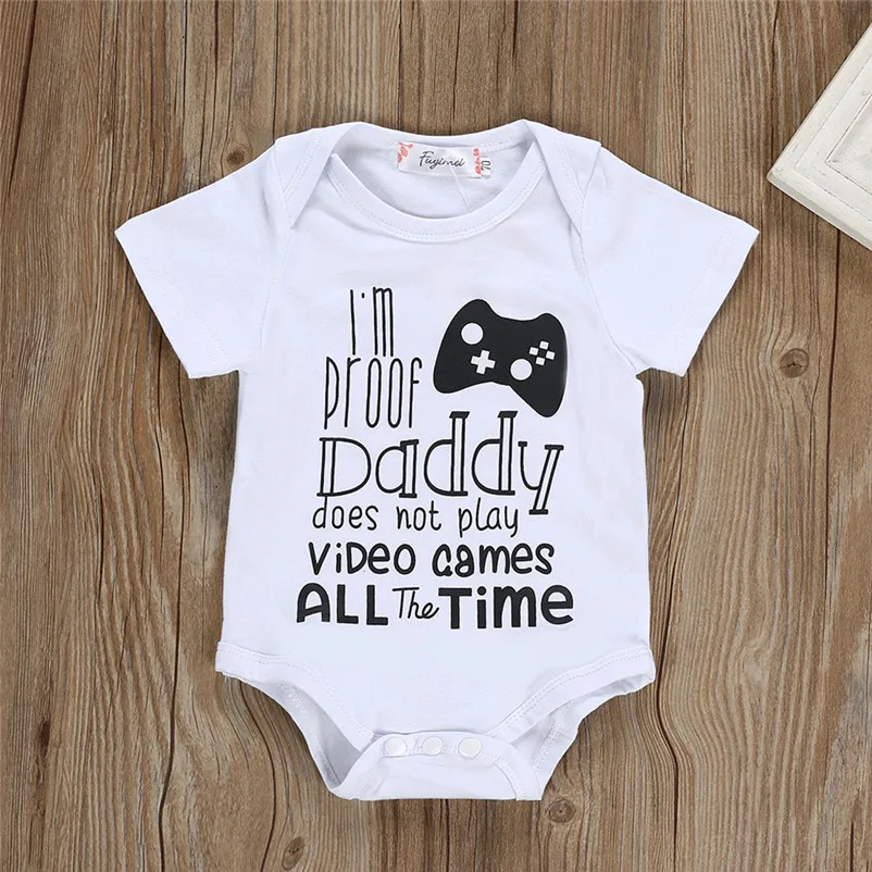 

Video Game Newborn Infant Baby Boy Girl Short Sleeve Letter Print Cotton Romper Jumpsuit Outfits Casual Clothes 2019 New hot M5