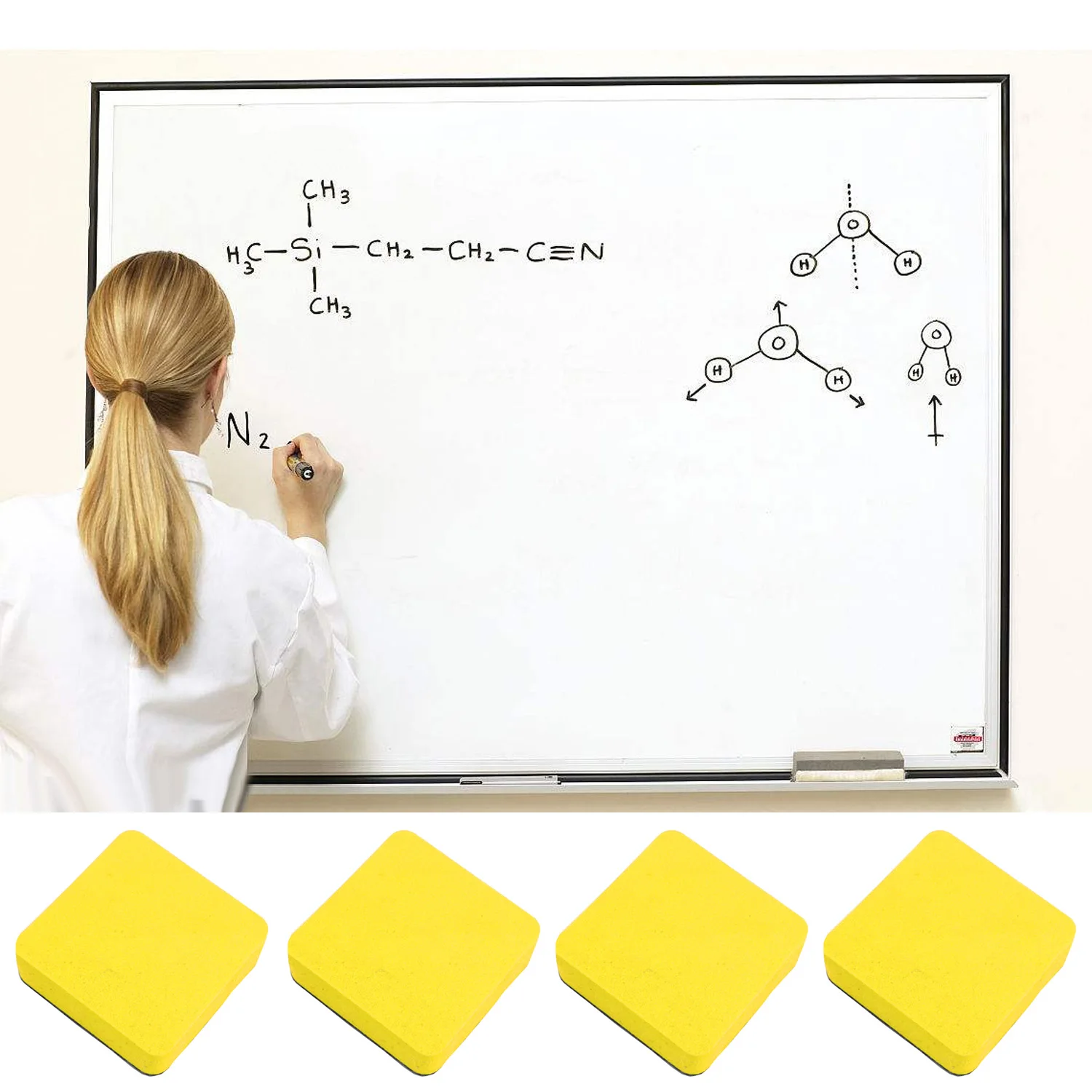 

30PCS Felt Cloth Square Shape Magnetic Dry White Board Eraser Cleaner for Student Teacher Home Office School Classroom Yellow