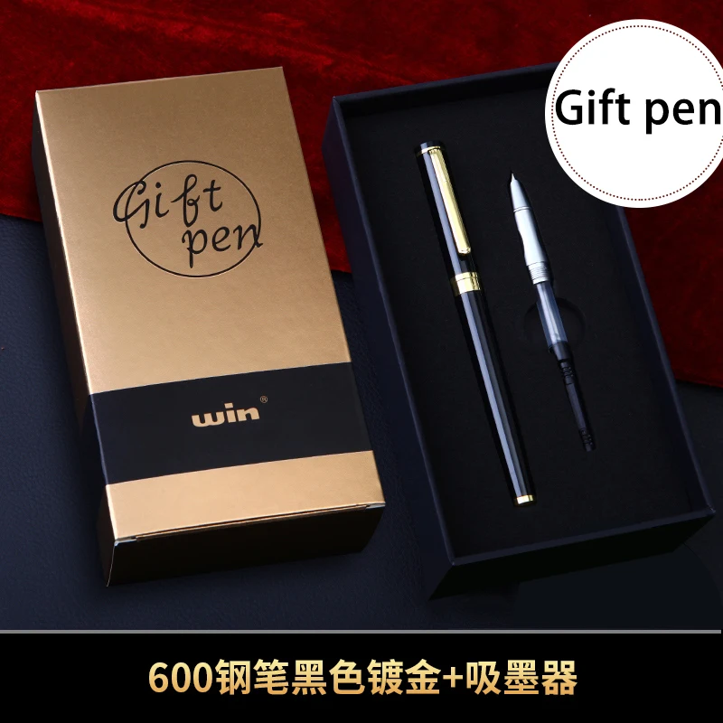 

Gold Clip Black/Grey 0.5mm Hooded Nib Fountain Pen Luxury Winning 600 Gift Ink Pens with A Converter for Friend Business Partner