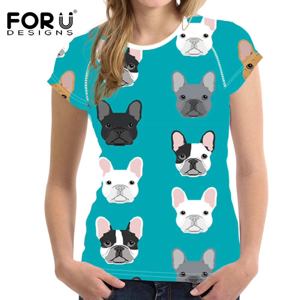 FORUDESIGNS/забавная Футболка с принтом французского бульдога для женщин Kawaii футболка