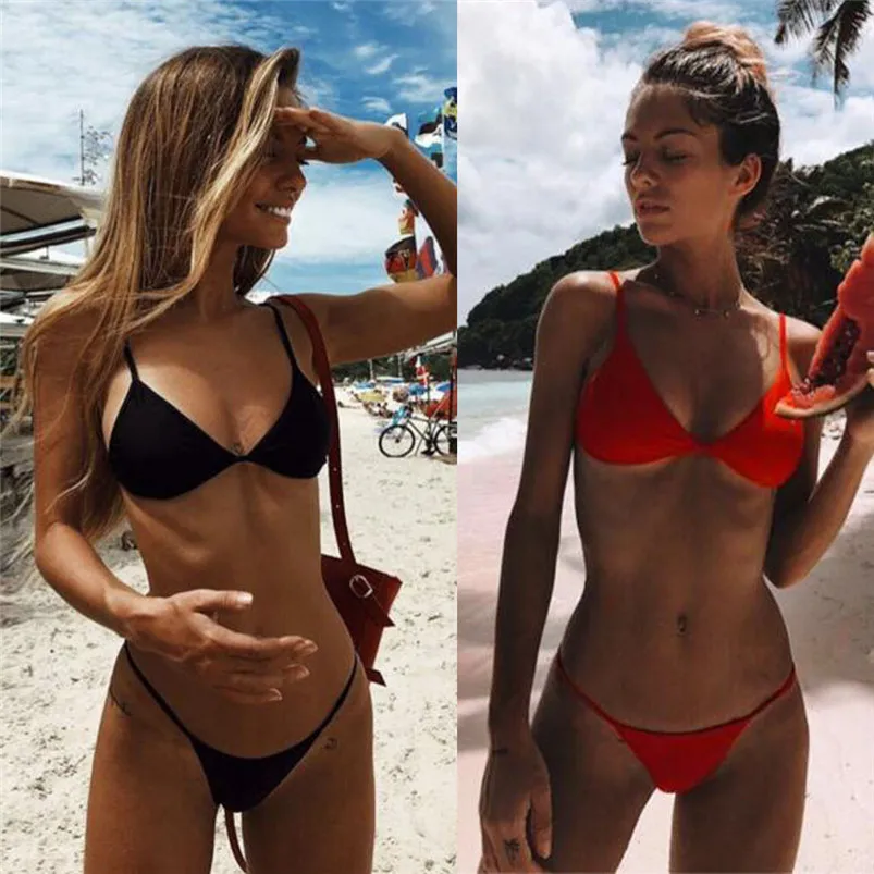 Women Padded Bra set G-string Thong Bikini Swimwear Two Pieces Swimsuit Swimwear women's swimming suit summer beach wear R23 (1)