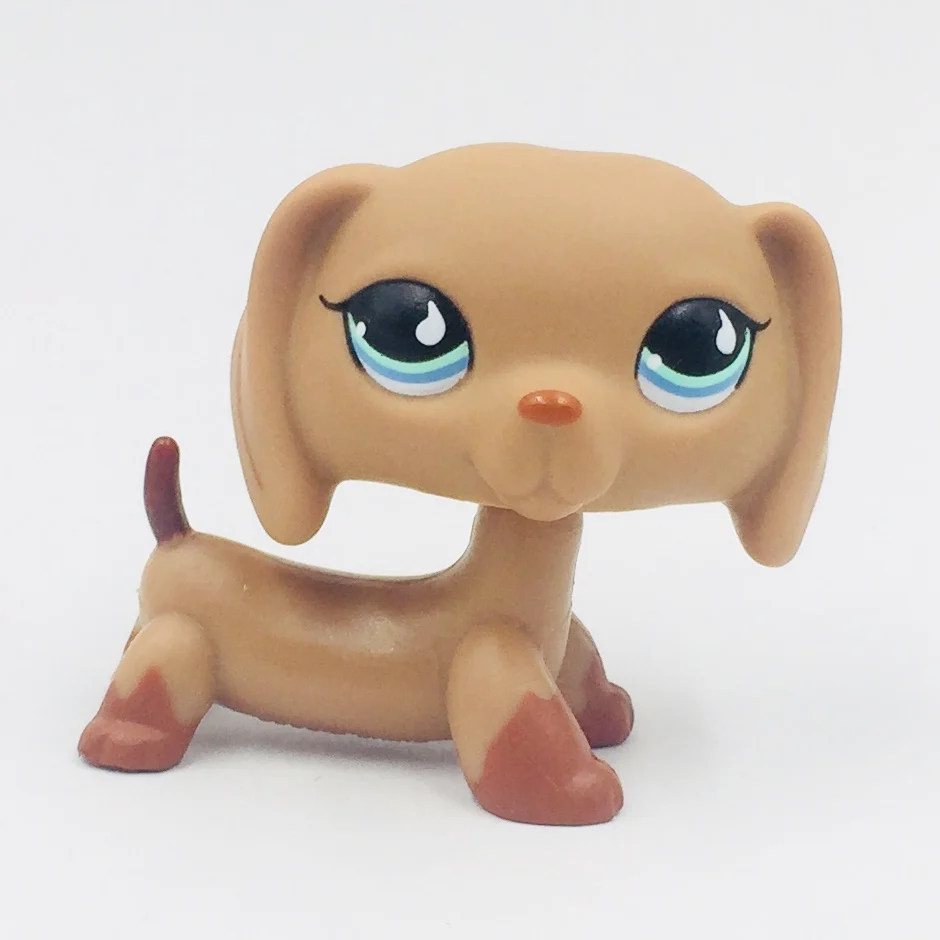 

real rare Animal pet shop lps toys DACHSHUND #518 cute brown sausage dog blue eyes toy for kids Holiday gifts