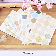 

9 sheets cute round colorful design sticker as Gift Tag gift Decoration scrapbooking DIY Sticker