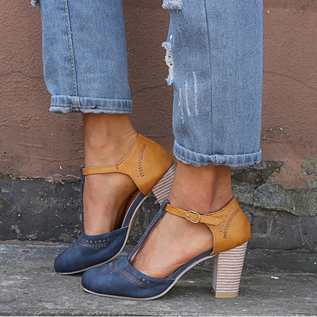 Г., женские сандалии на платформе с застежкой, босоножки на высоком каблуке Женская летняя обувь сандалии-гладиаторы на квадратном каблуке Sandalias Mujer