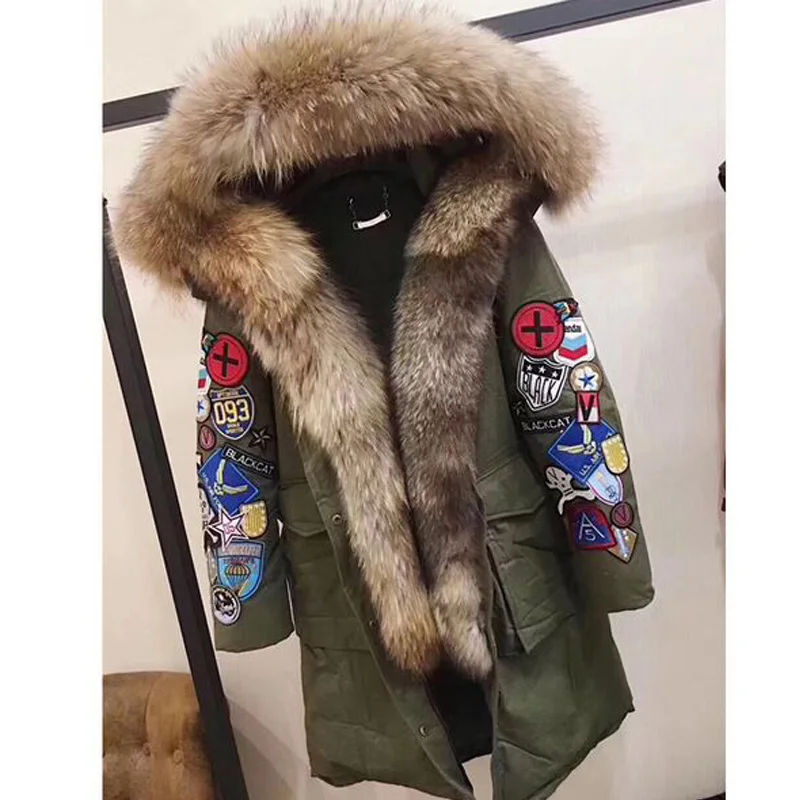 Куртка женская зимняя длинная из натурального меха енота|fur down|fur furfur natural |